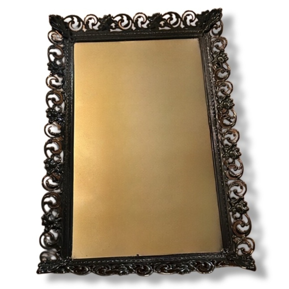 Black Victorian Style Vintage Vanity Mirror Tray